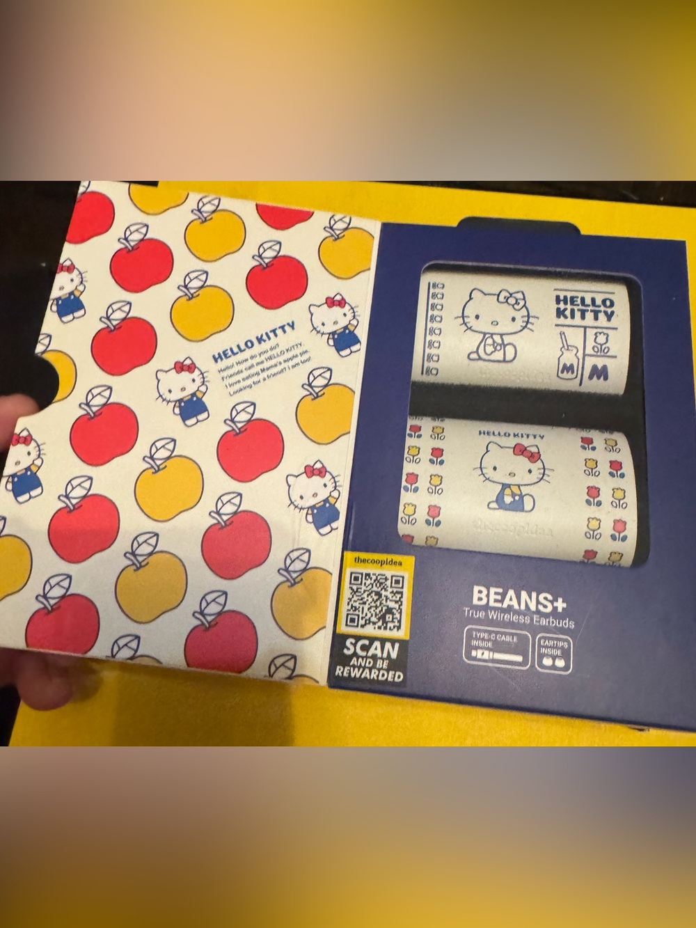 Hello Kitty White and Red BEANS+ True Wireless Earbuds with Decorative Cases